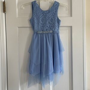 Emily West Light Blue Lace Little Girls Lace and Tulle Dress. Size 7.